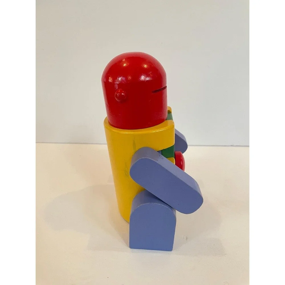 RARE Vintage IKEA Wood Building Blocks Robot and House Set Primary Colors